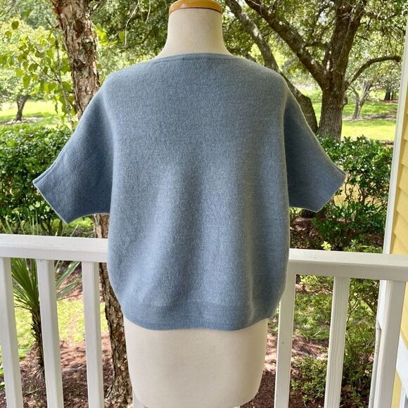 Women's Blue Crew Neck Sweater - Picture 3 of 7
